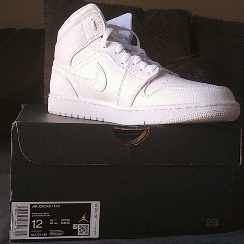 NIB Air Jordan 1 Mid / White / Mens 12